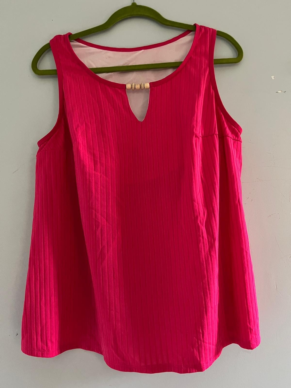Sleeveless Hot Pink Tank Top with Keyhole Accent